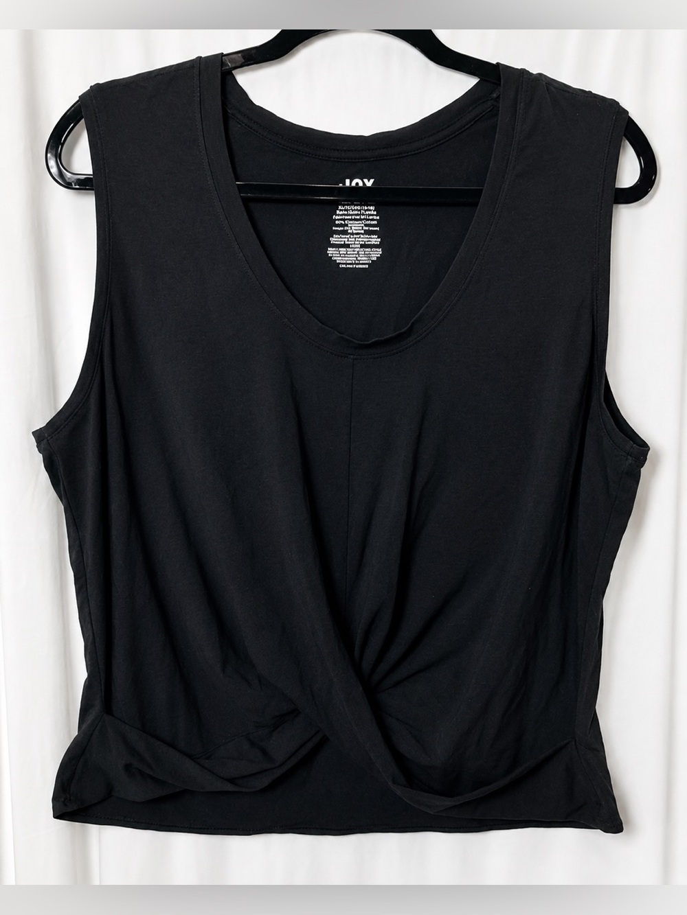 JoyLab Black Sleeveless Twist Top Size XXL